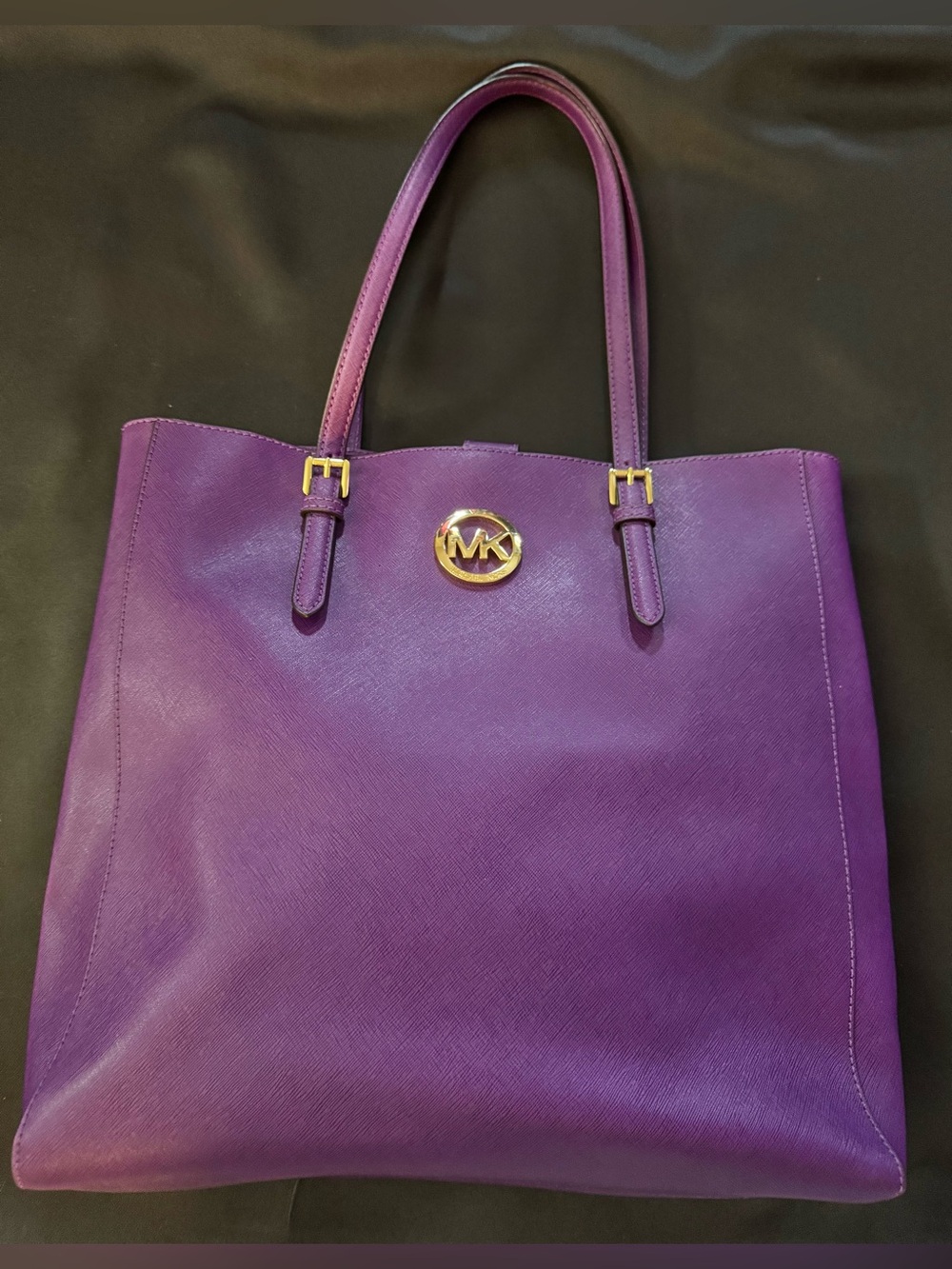 Michael Kors Purple Leather Tote with Gold MK Accent